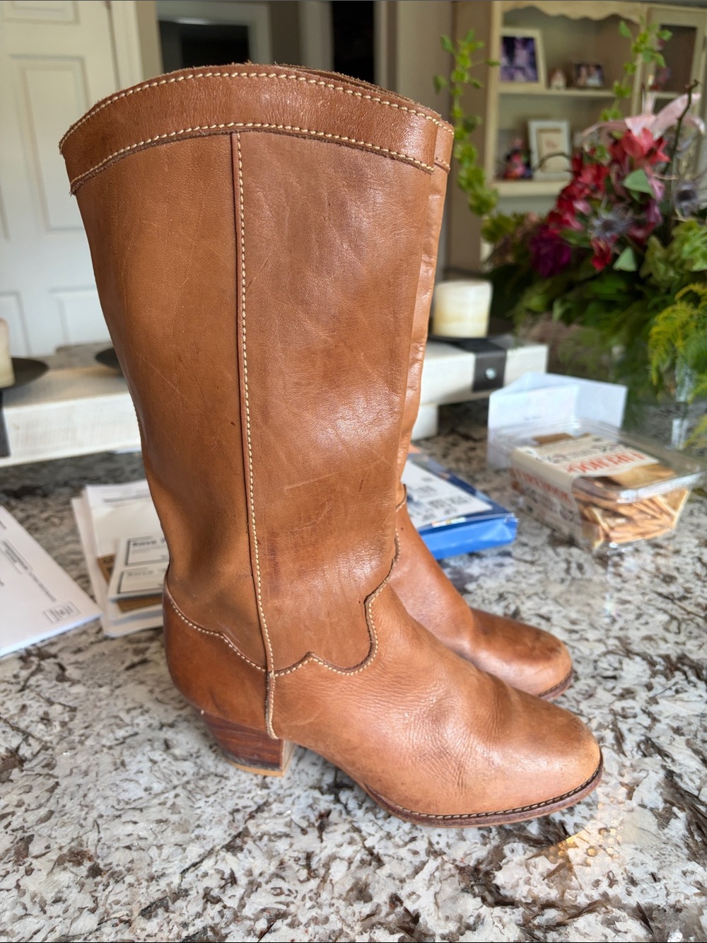 Leather Heeled Boots size 8